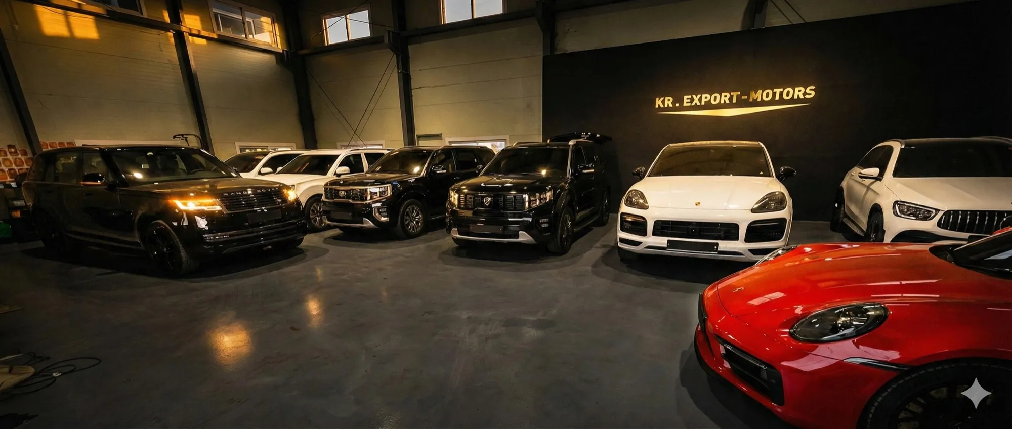 Автомобили KR Export Motors на складе в Корее перед отправкой